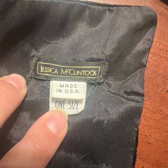 Jessica McClintock Black velvet wrap scarf pashmina One Sz Old Money Classic - Picture 8 of 9